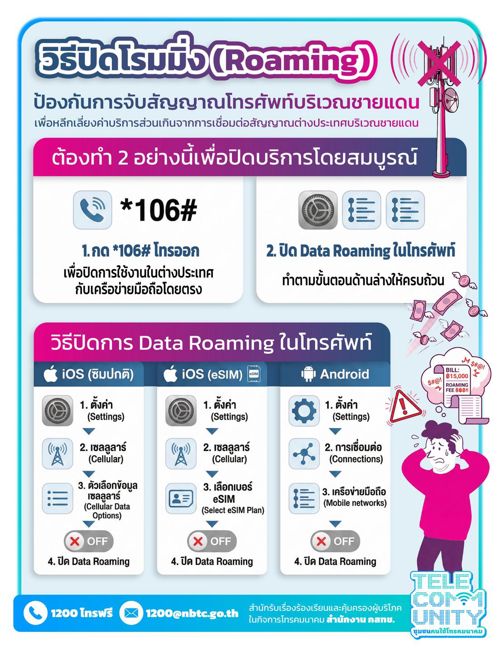 วิธีปิดโรมมิ่ง (Roaming) ป้องกันการจับสัญญาณโทรศัพท์บริเวณชายแดน